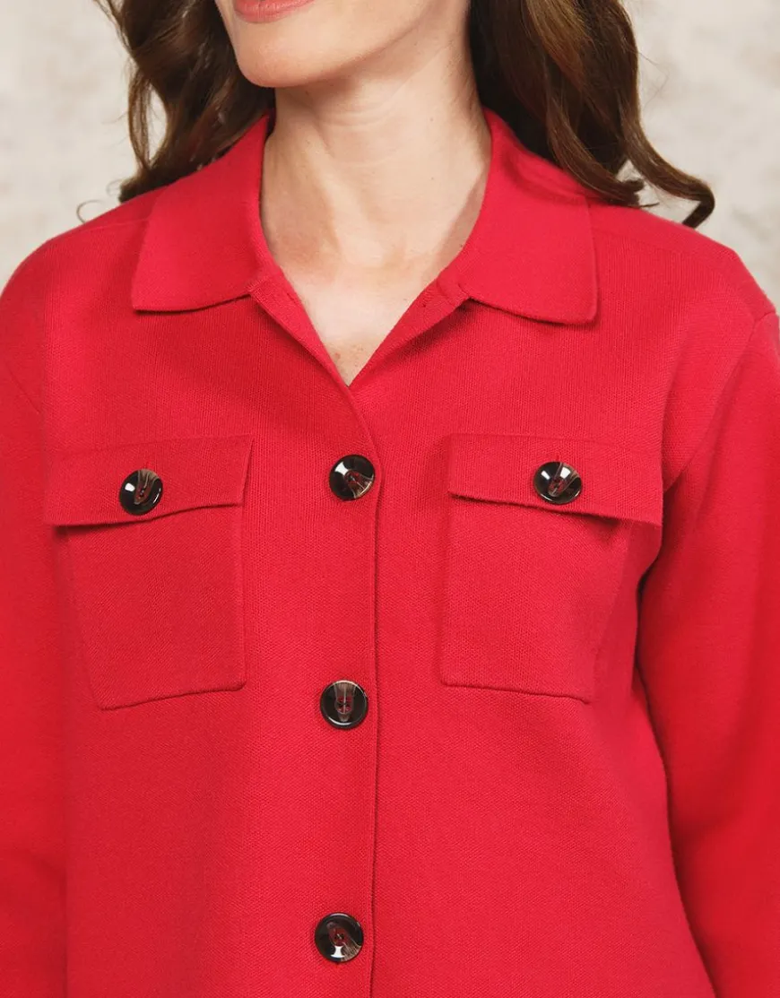 Gilet col chemisier rouge