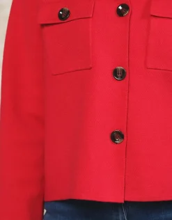 Gilet col chemisier rouge