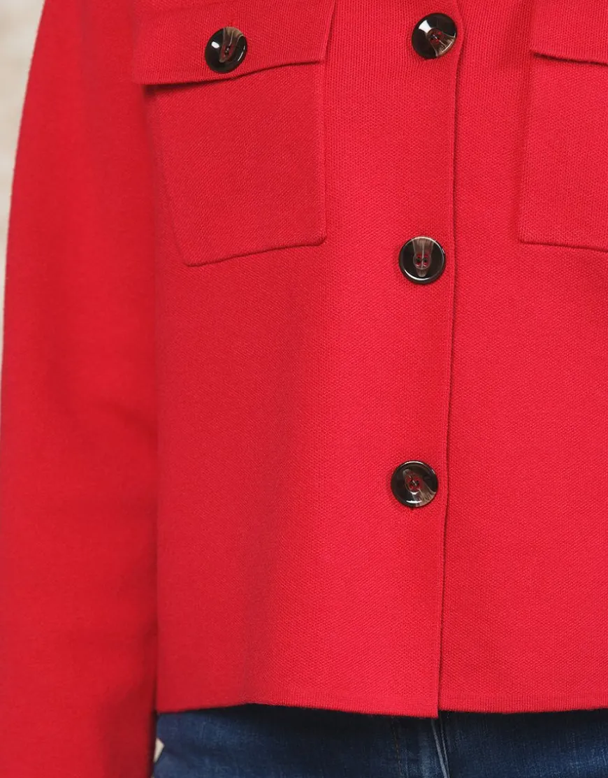 Gilet col chemisier rouge
