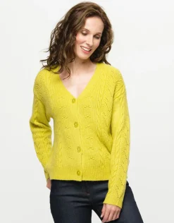 Gilet grosse maille anis