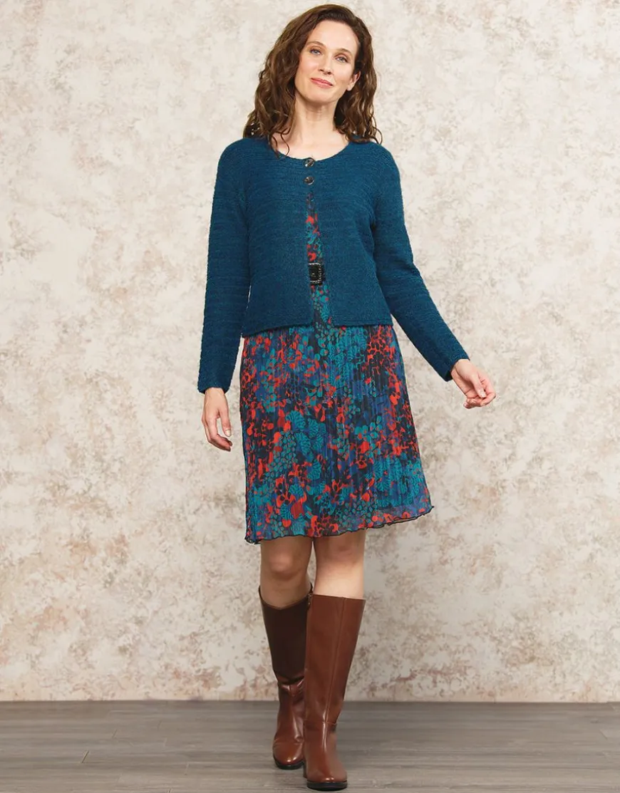 Gilet maille boléro bleu