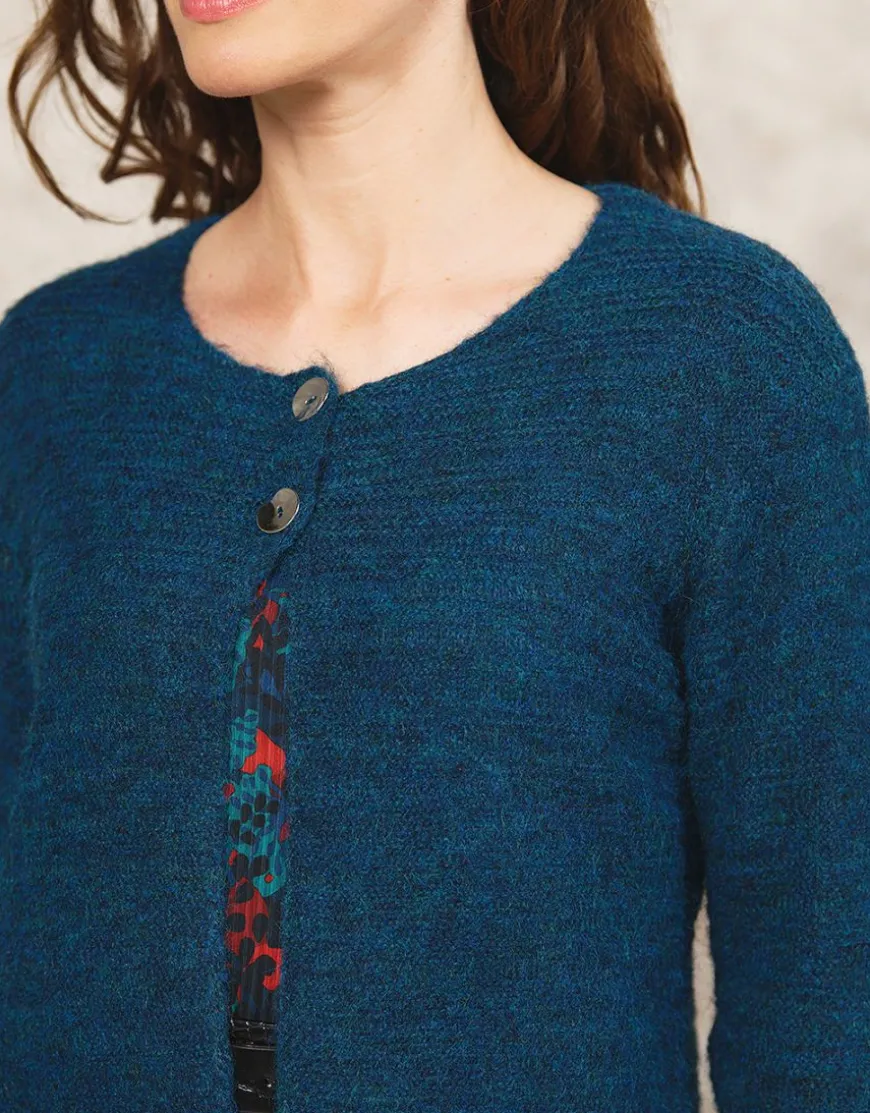 Gilet maille boléro bleu