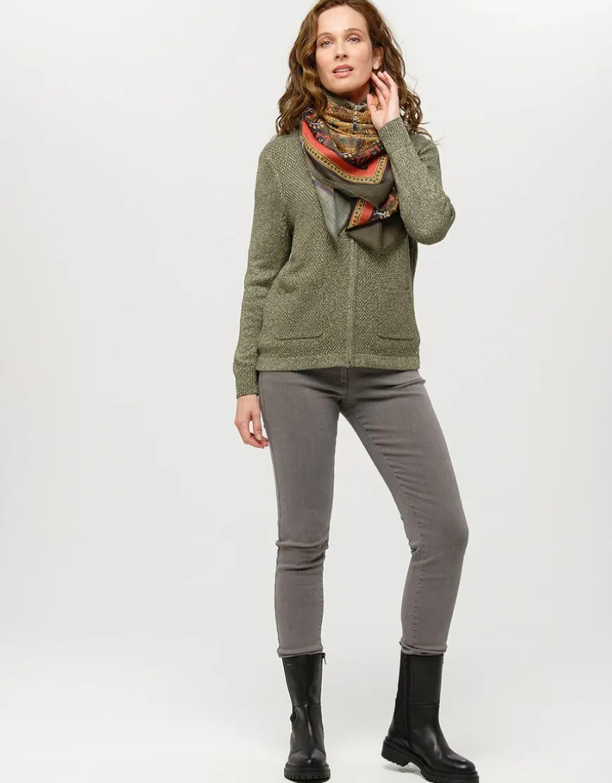 Gilet maille kaki irisé
