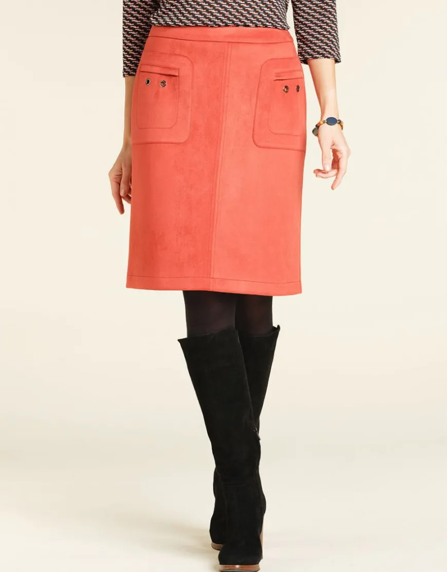Jupe corail aspect daim