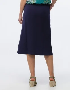 jupe midi lin bleu marine
