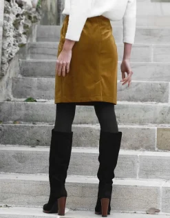Jupe ocre en velours