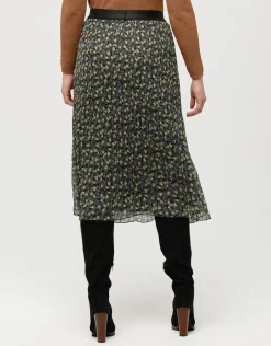 Jupe plissée floral kaki