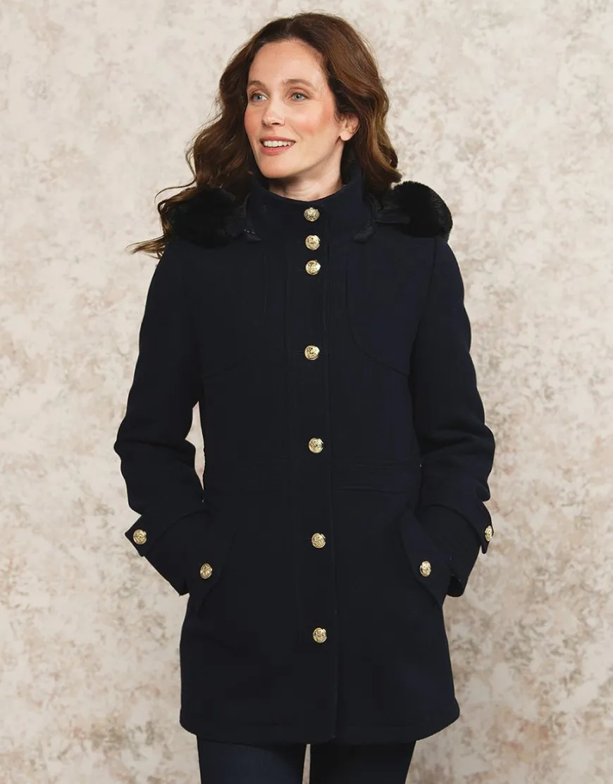 Manteau laine marine