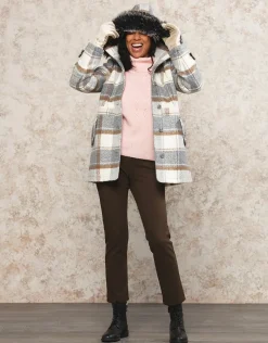 Manteau long à carreaux