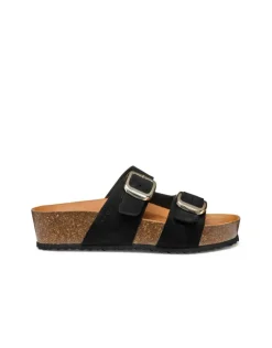 Mule compensée cuir noir GEOX