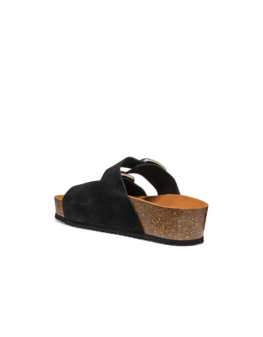 Mule compensée cuir noir GEOX