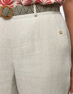 Pantacourt lin beige
