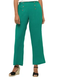 Pantalon 100% lin vert
