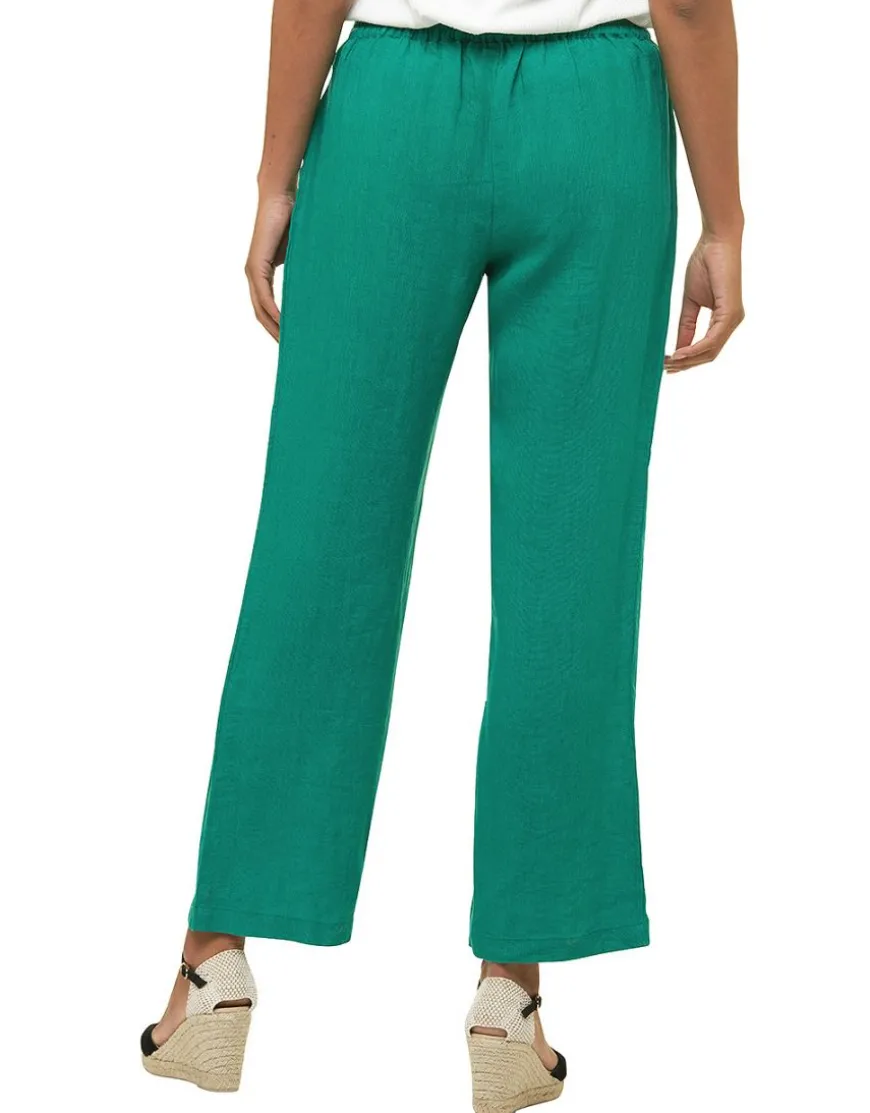 Pantalon 100% lin vert