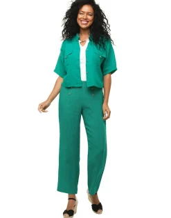 Pantalon 100% lin vert