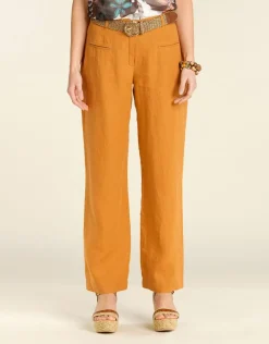 Pantalon en lin ocre
