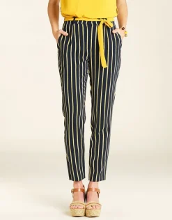 Pantalon fluide rayé bleu
