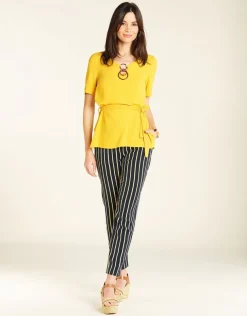 Pantalon fluide rayé bleu