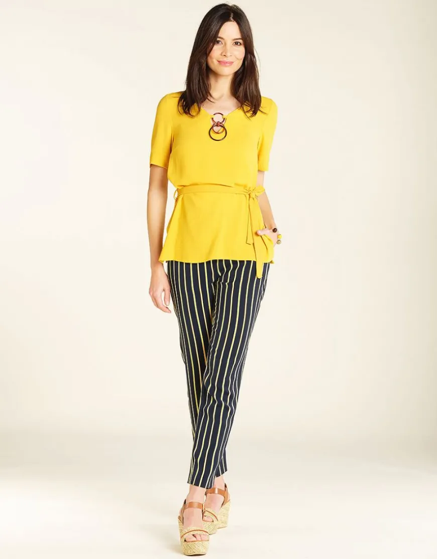 Pantalon fluide rayé bleu