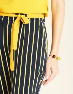 Pantalon fluide rayé bleu