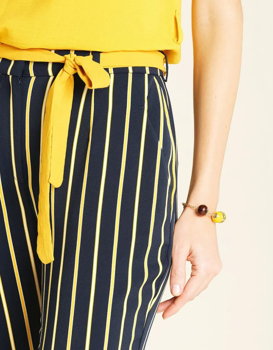 Pantalon fluide rayé bleu