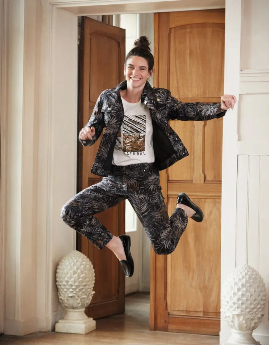 Pantalon imprimé feuilles
