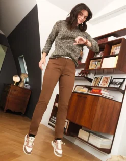 Pantalon slim marron