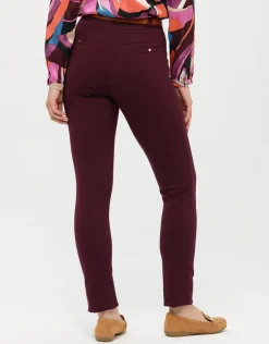 Pantalon slim rouge prune