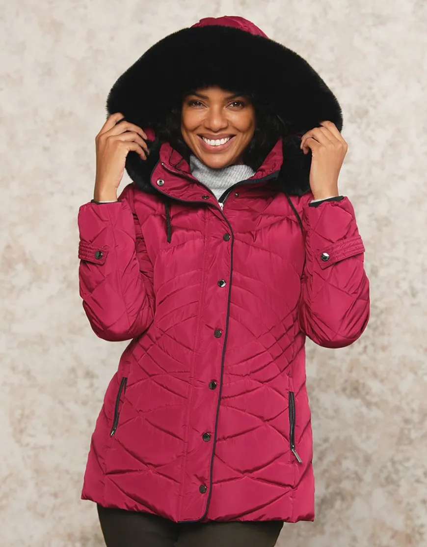 Parkas mi- longue fushia
