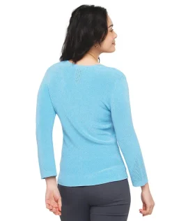 Pull turquoise irisé