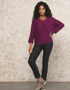 Pull ample irisé violet