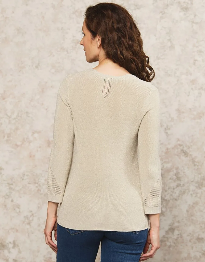 Pull beige maille ajourée