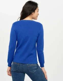 Pull bleu roi col irisé