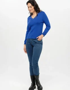Pull bleu roi col irisé