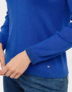 Pull bleu roi col irisé