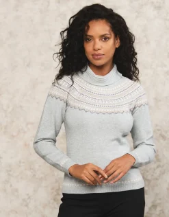 Pull ski col roulé écru