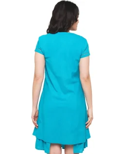 Robe ajourée bleu coton