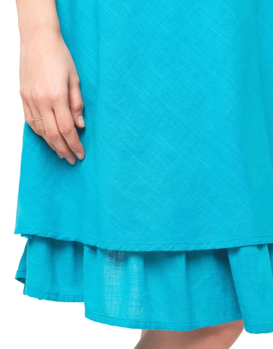 Robe ajourée bleu coton