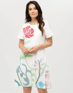 Robe chic écru imprimée