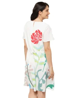 Robe chic écru imprimée