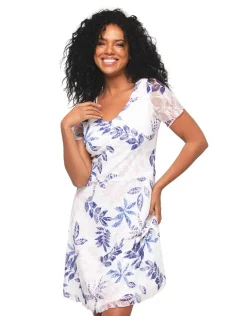 Robe dentelle blanc bleu