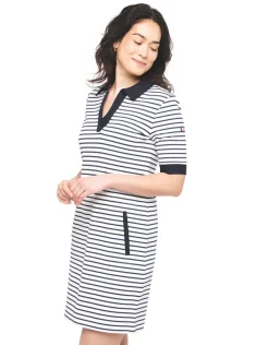Robe marinière écru bleu
