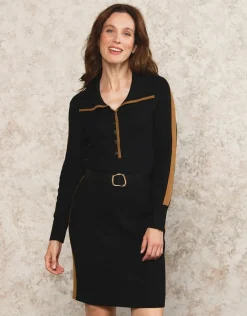 Robe pull noire ceinturée