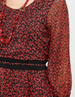 Robe voile imprimé rouge