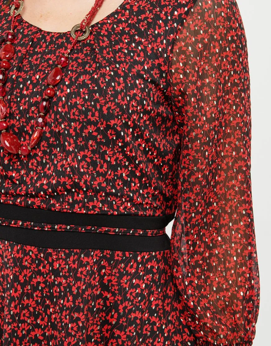 Robe voile imprimé rouge