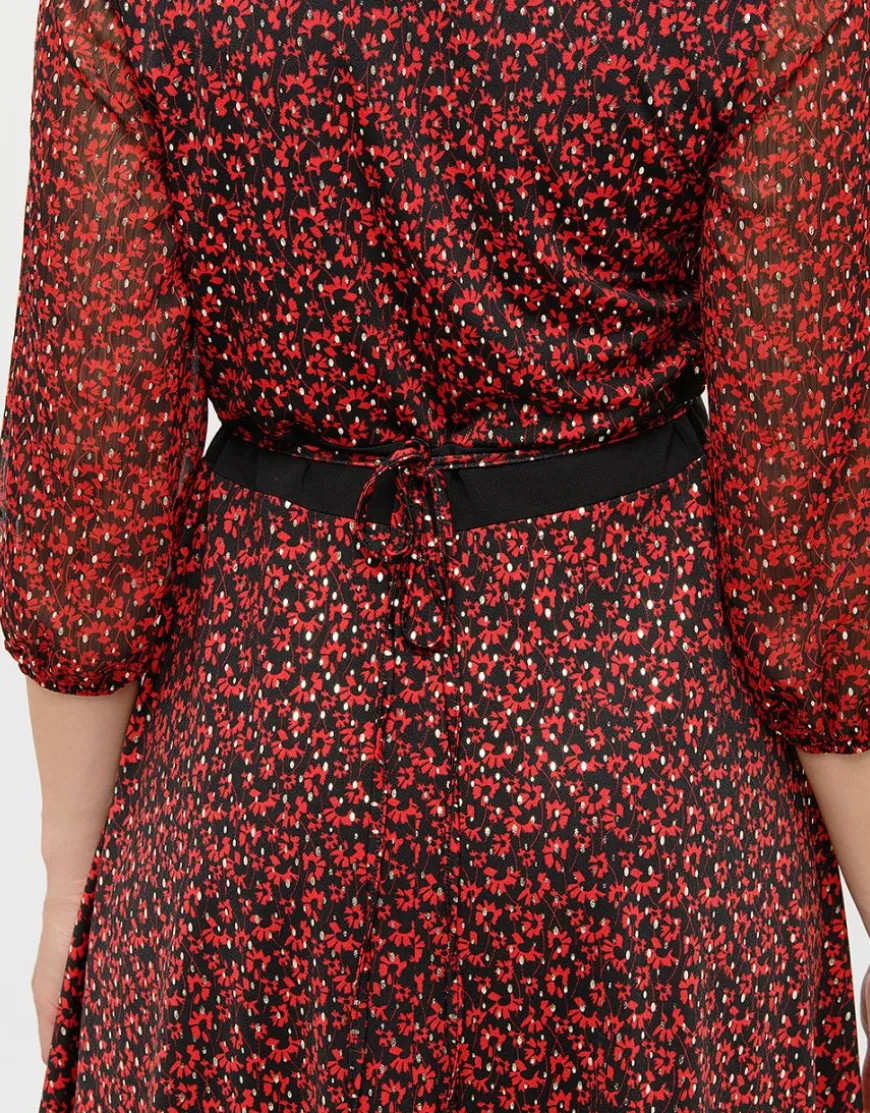 Robe voile imprimé rouge