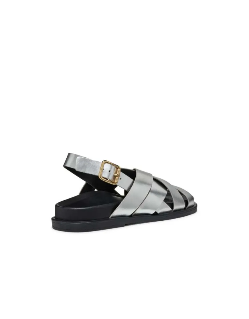Sandale plate cuir argent GEOX