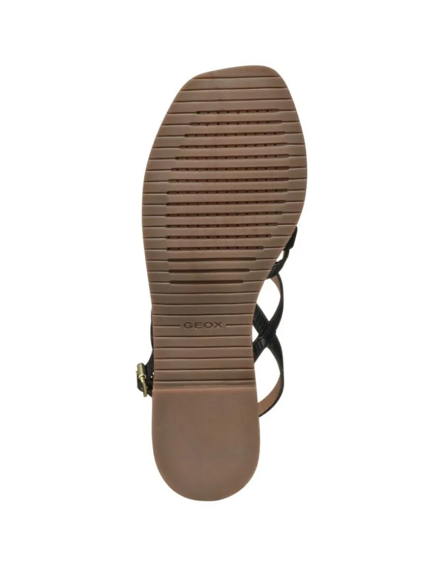 Sandale plate cuir noir GEOX