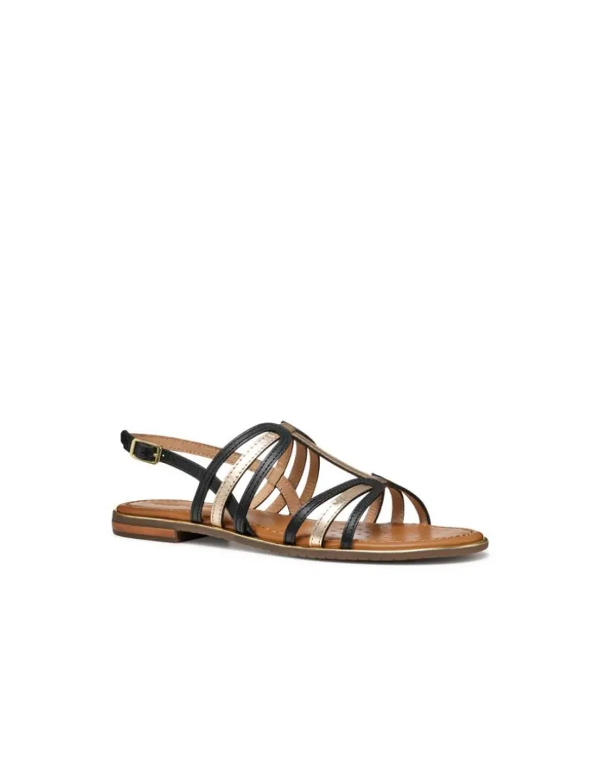 Sandale plate noir cuir GEOX