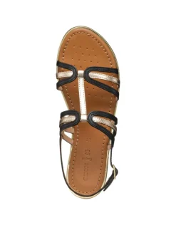 Sandale plate noir cuir GEOX